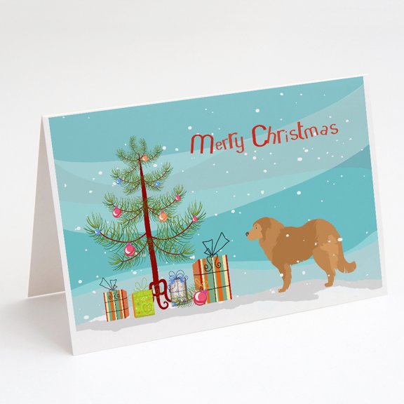 Caucasian Shepherd Dog Merry Christmas Tree Greeting Cards and Envelopes Pack of 8