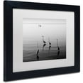 thumbnail image 2 of Trademark Fine Art "4 Herons and Boat" Canvas Art by Moises Levy White Matte, Black Frame, 2 of 3