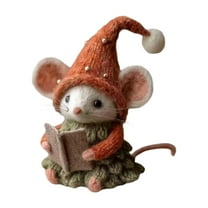 Cute Felt Mouse Ornaments, Adorable Handmade Mouse Decorations, Animal Figurine Home Decor Gifts for Shelf, Desk, and Nursery,D
