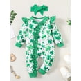 thumbnail image 3 of St Patricks Day Baby Boy Girl Outfit Jumpsuit Shamrock Print Long Sleeve  one-piece  Newborn Infant Spring Clothes, 3 of 8