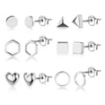 thumbnail image 3 of Lancharmed Silver Plated Womens Earrings,6 Pairs Love Hexagon Round Triangle Square Earring Cute Gifts, 3 of 8