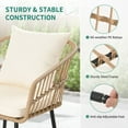 thumbnail image 6 of DWVO 3 Pieces Patio Wicker Conversation Chair Set, Outdoor Conversation Bistro Sets, 2 Wicker Chair (with Cushions & Lumbar Pillows) and Wicker Coffee Table - Beige, 6 of 7