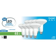 Great Value LED Light Bulb, 9 Watts (65W Eqv.) BR30 Floodlight Lamp E26 Base, Dimmable, Daylight, 8-Pack, White