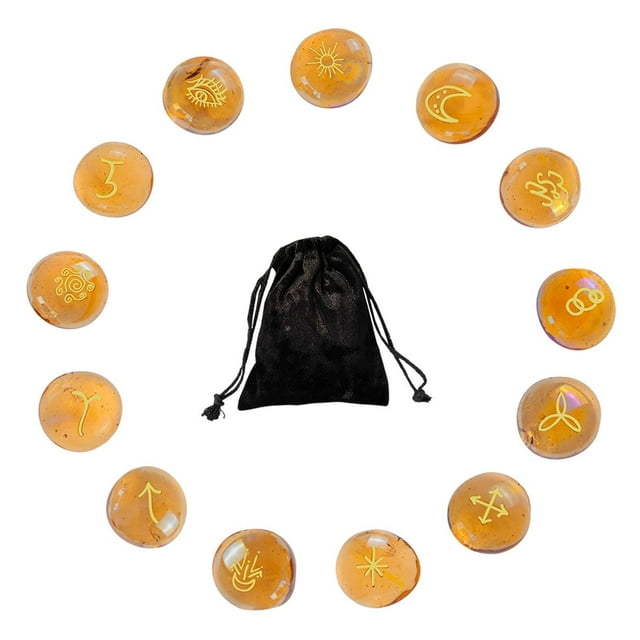 Piedras rúnicas,Juego de runas grabadas con bolsa con cordón,Juego de piedras rúnicas Cosas de Suministros para s,runas de s Juego de runas mayores para
