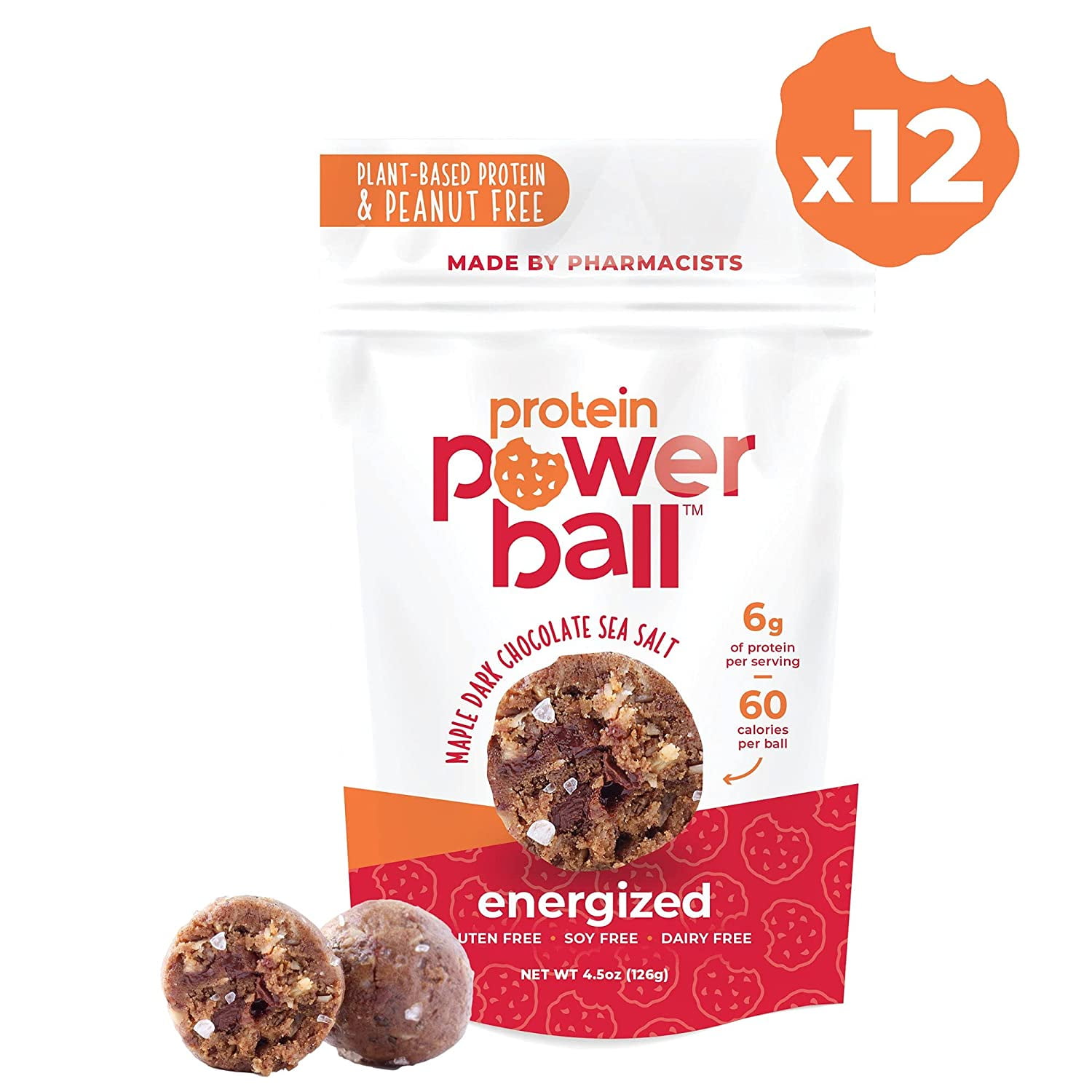 Protein Power Ball Maple Dark Chocolate Sea Salt 12 Pack Healthy