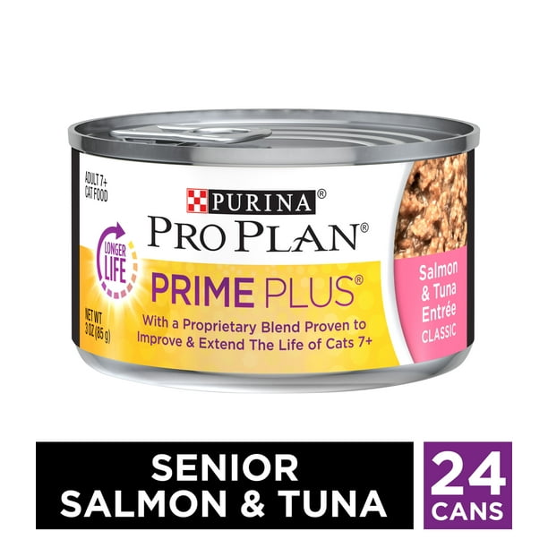 (24 Pack) Purina Pro Plan Senior Pate Wet Cat Food, PRIME PLUS Salmon