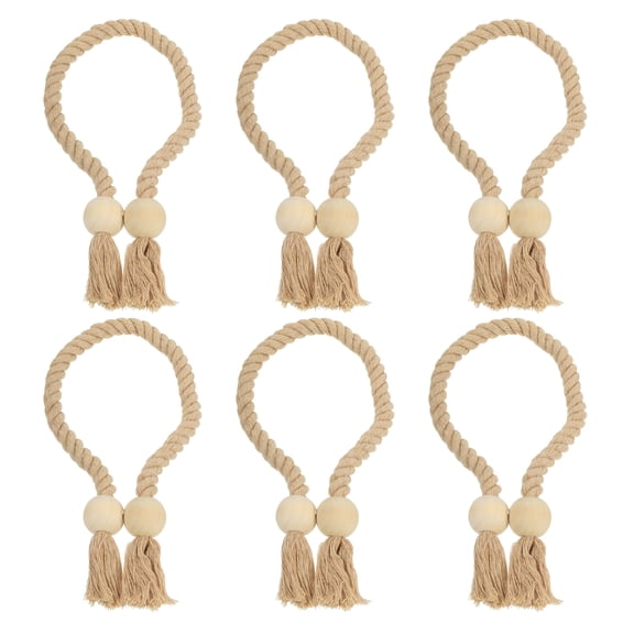 6 Pack Magnetic Curtain Tiebacks, 55cm/21.65" Curtain Holdbacks, Camel