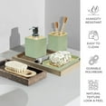 thumbnail image 3 of CERBIOR Bathroom Accessories Set 6 Piece Bamboo Bath Ensemble Includes Soap Dispenser, Toothbrush Holder, Toothbrush Cup, Soap Dish for Decorative Countertop and Housewarming Gift, Green, 3 of 7