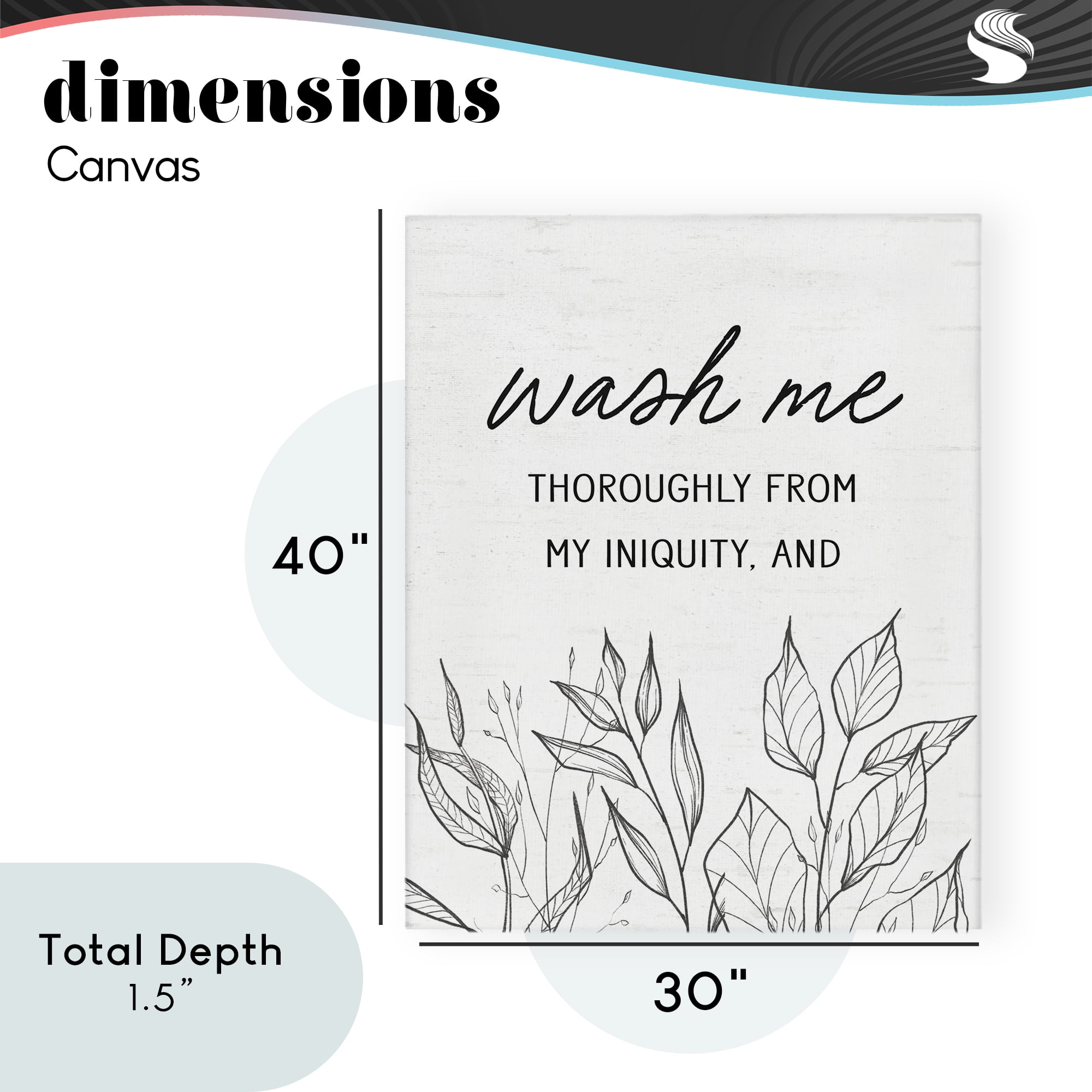 Wash Me Thoroughly Scripture Canvas Wall Art, design by Lettered and Lined