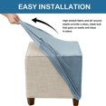 thumbnail image 3 of Ottoman Cover Square Velvet Ottoman Covers Protector for Footrest Foot Stool Furniture Stretch Comfortable with Elastic Bottom Small Stone Blue, 3 of 6