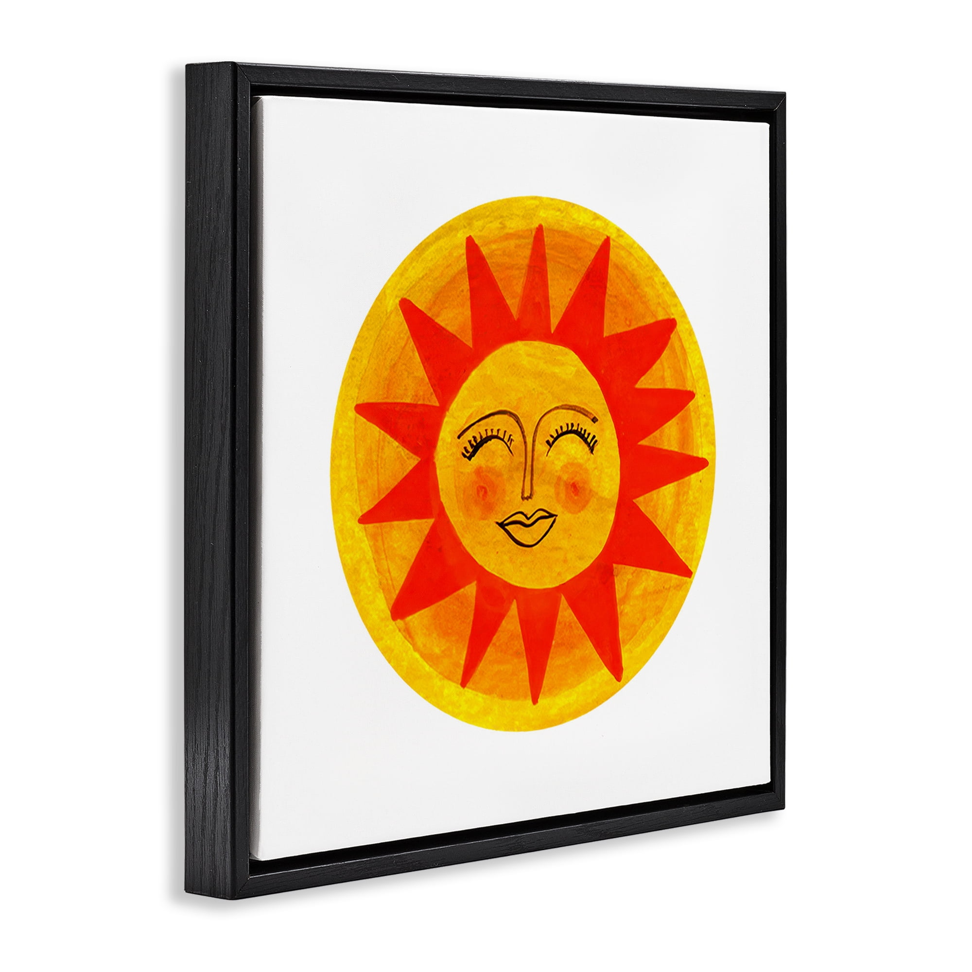 Stupell Industries Warm Fiery Sun Black Framed Floater Canvas Wall Art, design by Katherine Herrell Studio