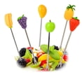 thumbnail image 4 of Ounissouiy Paquete de 6 palillos de frutas con soporte, tenedores de postre de acero inoxidable, fiambrera para fiestas, cubiertos de cocina Cocina y Comedor, 4 of 6