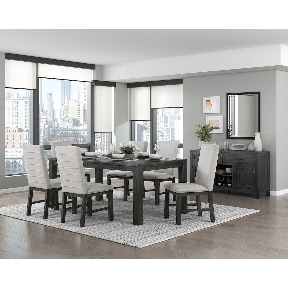 Lexicon Orem Wood and Fabric Dining Room Chairs in Antique Black (Set of 2)