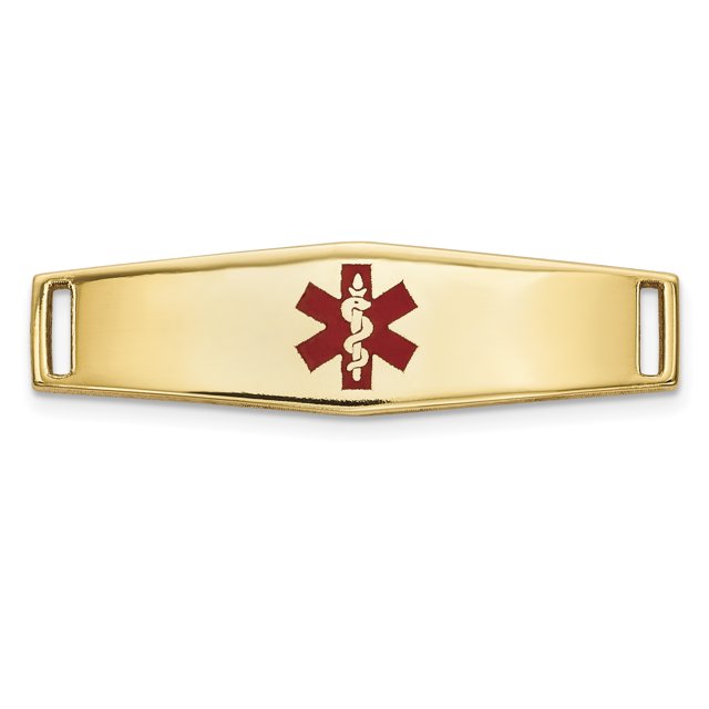14k Yellow Gold Epoxy Enameled Medical Alert Id Ctr Soft Plate # 816 Bracelet Component