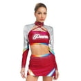 thumbnail image 1 of Alvivi Costume de Cheerleading pour Femmes Robe d'Uniforme Ensemble 2 Pcs Haut Court à Manches Longues avec Mini-Jupe Bourgogne G, 1 of 6