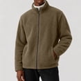 thumbnail image 2 of Husipze Mens Sherpa Fleece Jacket Full Zip Long Sleeve Teddy Fuzzy Cozy Winter Relaxed Fit Coat Insulated Warm Outerwear Coffee M, 2 of 8