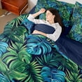 thumbnail image 4 of Homewish Green Leaves Twin Bedding Sets 7-Piece for Boys Girls,Tropical Botanical Plants Bedding Comforter Set Microfiber,Vintage Aesthetic Breathable Sheet Sets,Luxury Bedroom Decor,Reversible, 4 of 8