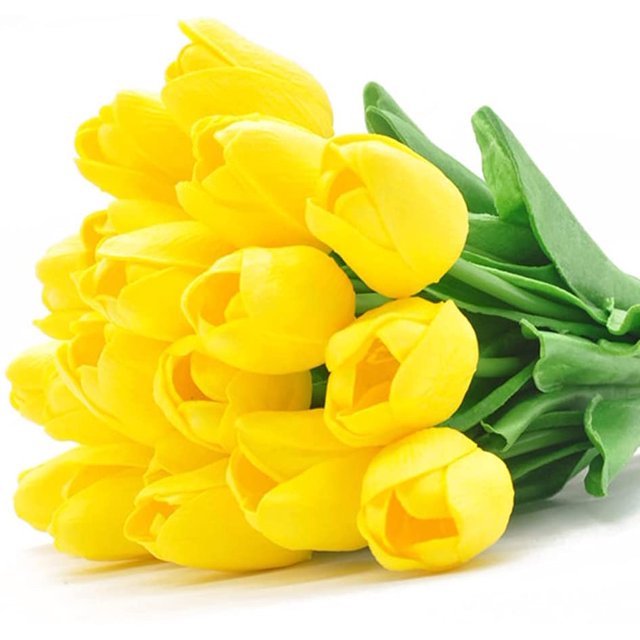 20 piezas de tulipanes artificiales de PU táctil de un solo tallo arreglo de ramo de flores falsas para la decoración de la boda de la fiesta del hogar (amarillo) Sailing Electrónica