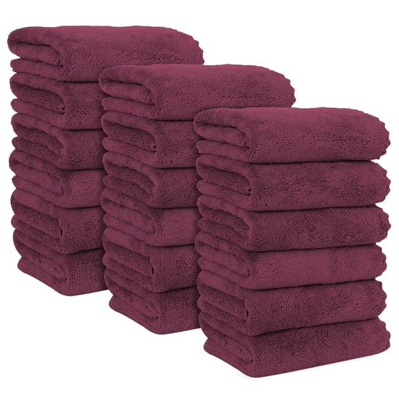 MOONQUEEN 18 Pack Premium Hand Towels - Quick Drying - Microfiber Coral Velvet Highly Absorbent Towels - Multipurpose Use as Hotel, Bathroom, Shower, Spa, Hand Towel 16 x 28 inches (Burgundy)