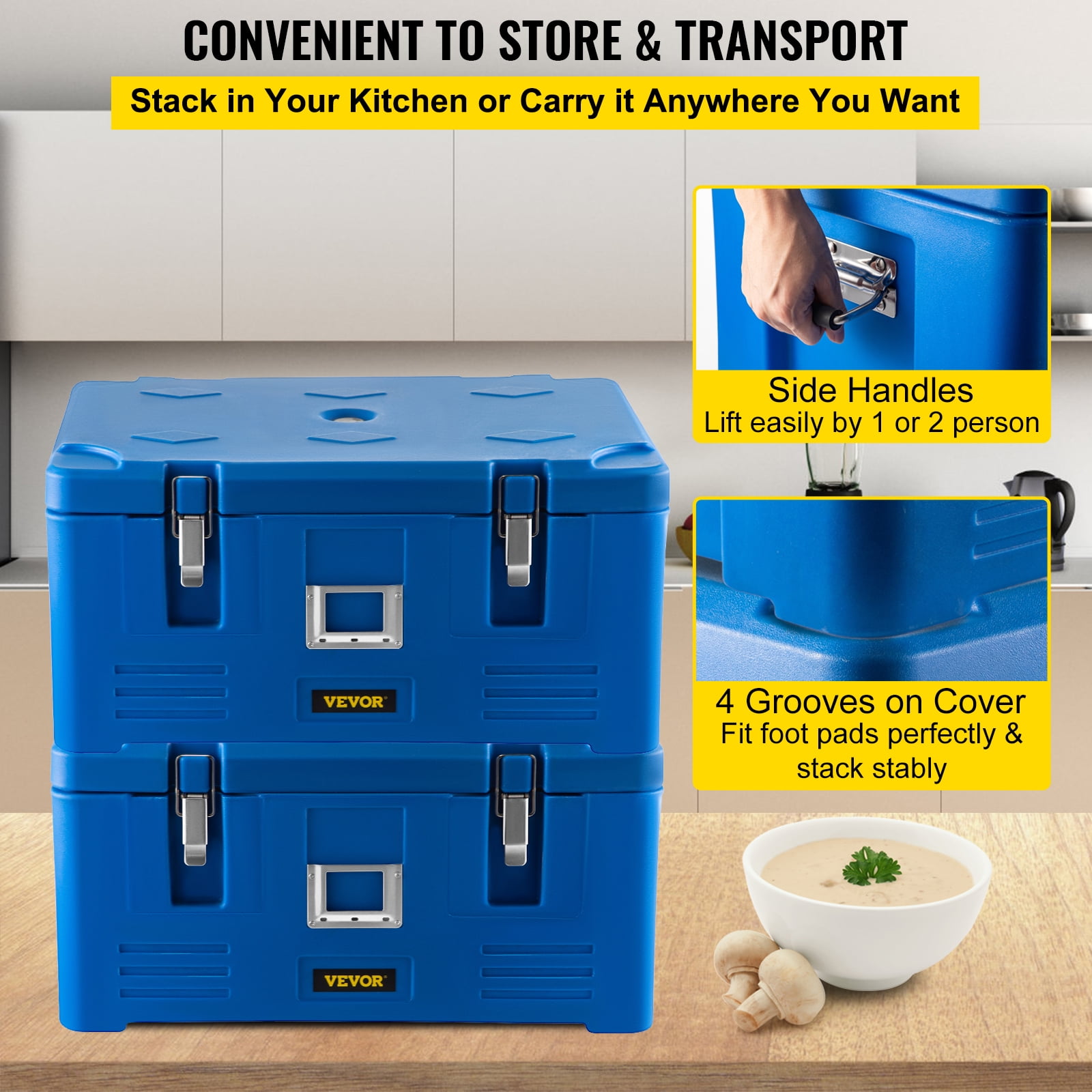 Buy VEVOR Insulated Food Pan Carrier, 36Qt Capacity, Stackable Catering