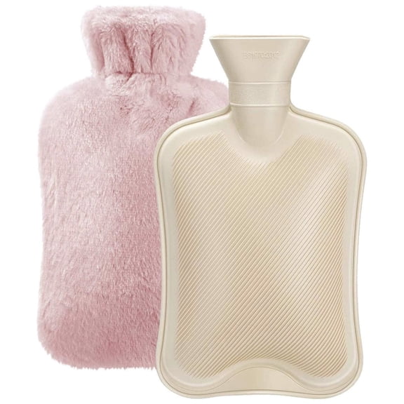2 Liter Hot Water Bottle with Soft Cover, Large Capacity Leak-Proof Hot Water Bag for Pain Relief, Menstrual Cramps, and Cold Weather, Hand and Feet Warmer with Removable Cloth Cover