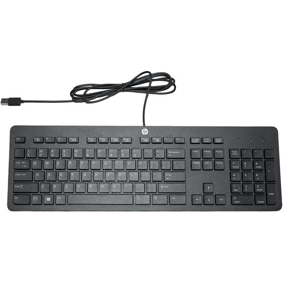 Open Box HP Slim Business USB Wired Keyboard Low-Profile Full Size, Black