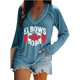 thumbnail image 1 of MHFRRA Camiseta Informal de Manga Larga con Cuello En V y Estampado Canadiense para Mujer Azul Cielo, 1 of 4