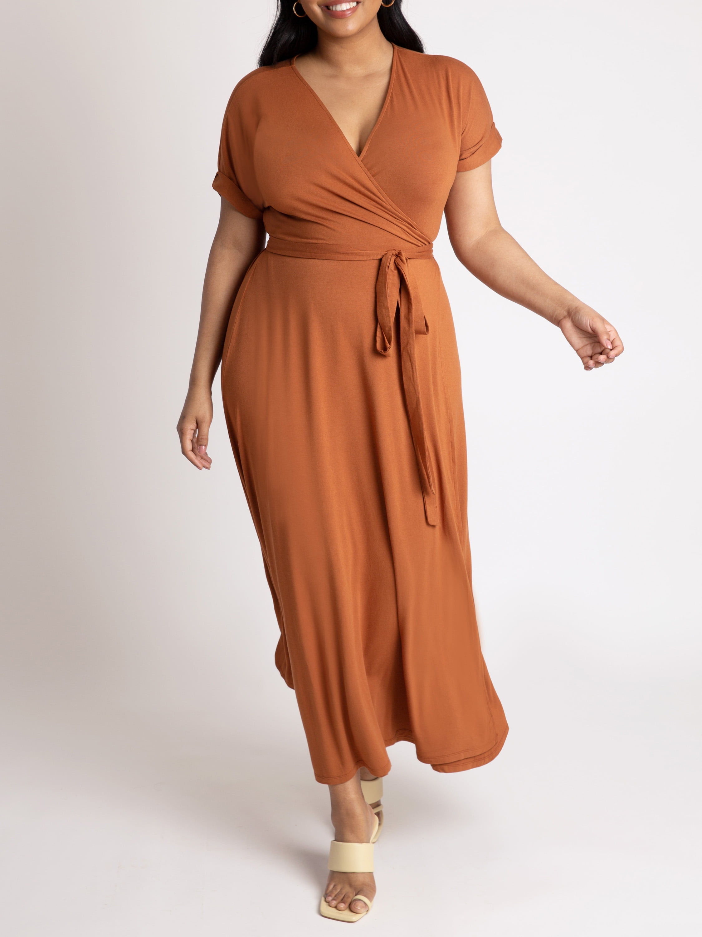 plus size maxi wrap dress