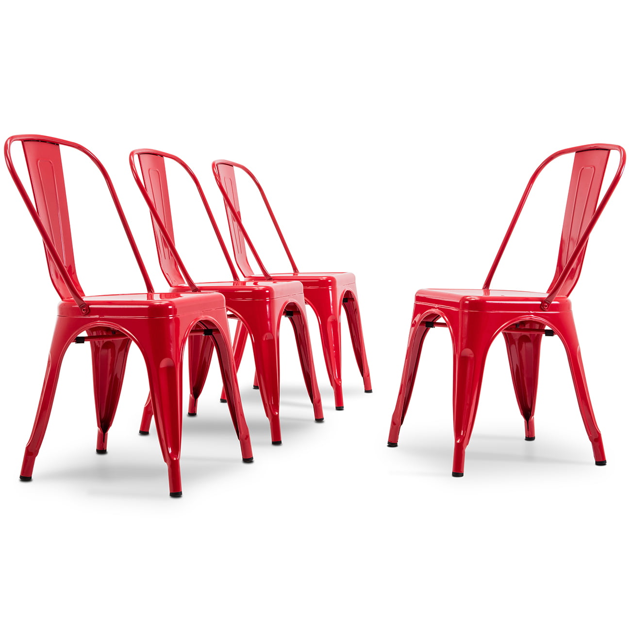CASSANDRA RED NEW SET OF 2 STEEL STACKABLE DINING CHAIR-RETRO TOLIX-STYLE SEAT 