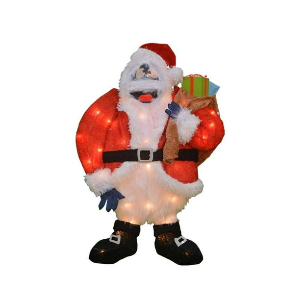 Product Works 24-Inch Pre-Lit Bumble Santa Christmas Yard Decoration ...