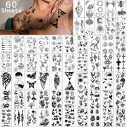 Yazhiji 60 Sheets Waterproof Temporary Tattoos - Tiny Fake Tattoo, Flowers Crowns Stars Animal Butterfly Collection