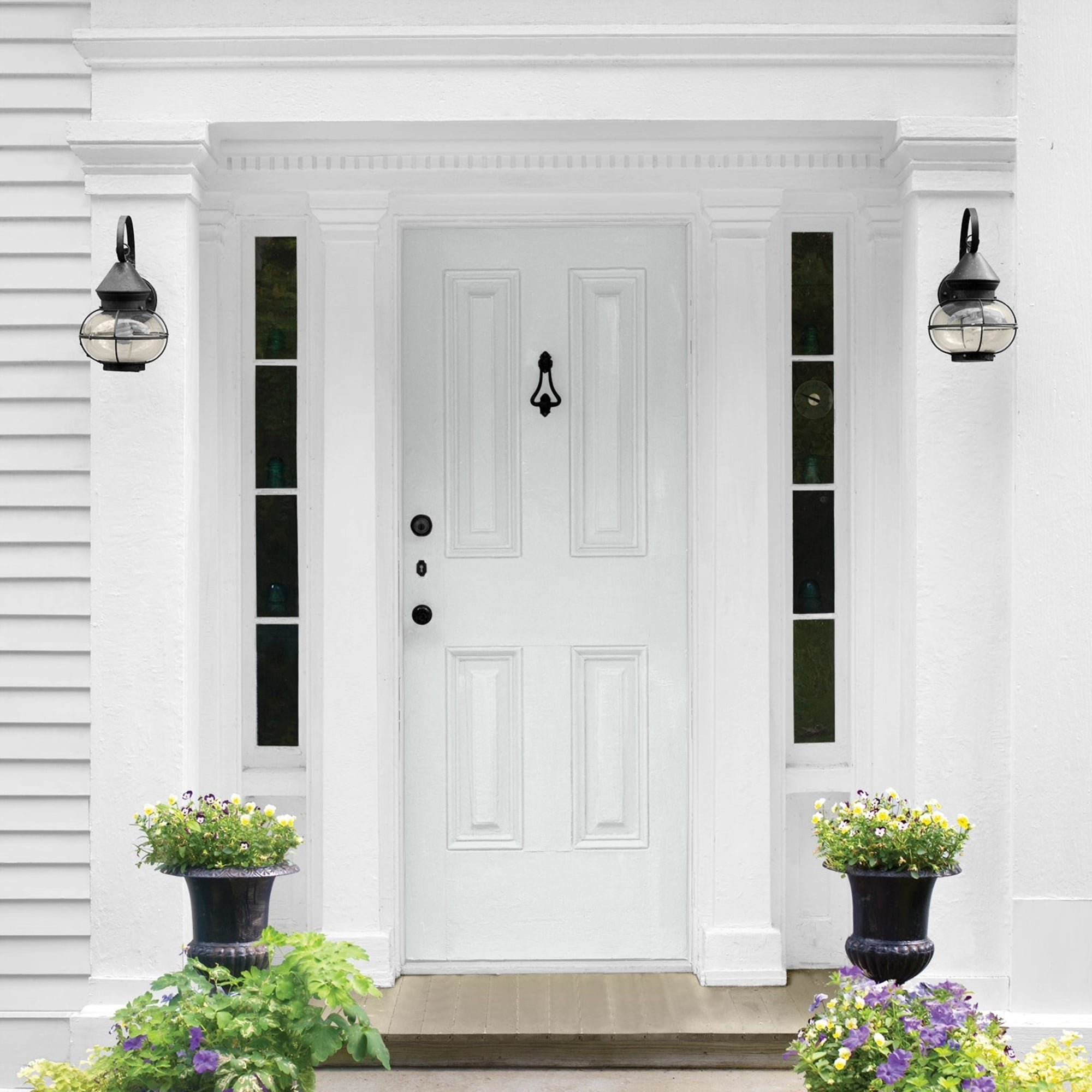Glidden One Coat Gray Glimpse / Grey Semi-Gloss Exterior Paint with Primer, 5 Gallon