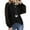 Black, variant on Patlollav Womens T-Shirt O-Neck Hollow Out Long Sleeve Autumn Solid Blouse Tops