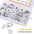 thumbnail image 3 of VIGRUE 225 arandelas planas en surtido de acero inoxidable 304, arandela plana M3 M4 M5 M6 M8 M10 M12 para tornillos de sellado, anillos de sellado, viene con caja (gris), 3 of 8