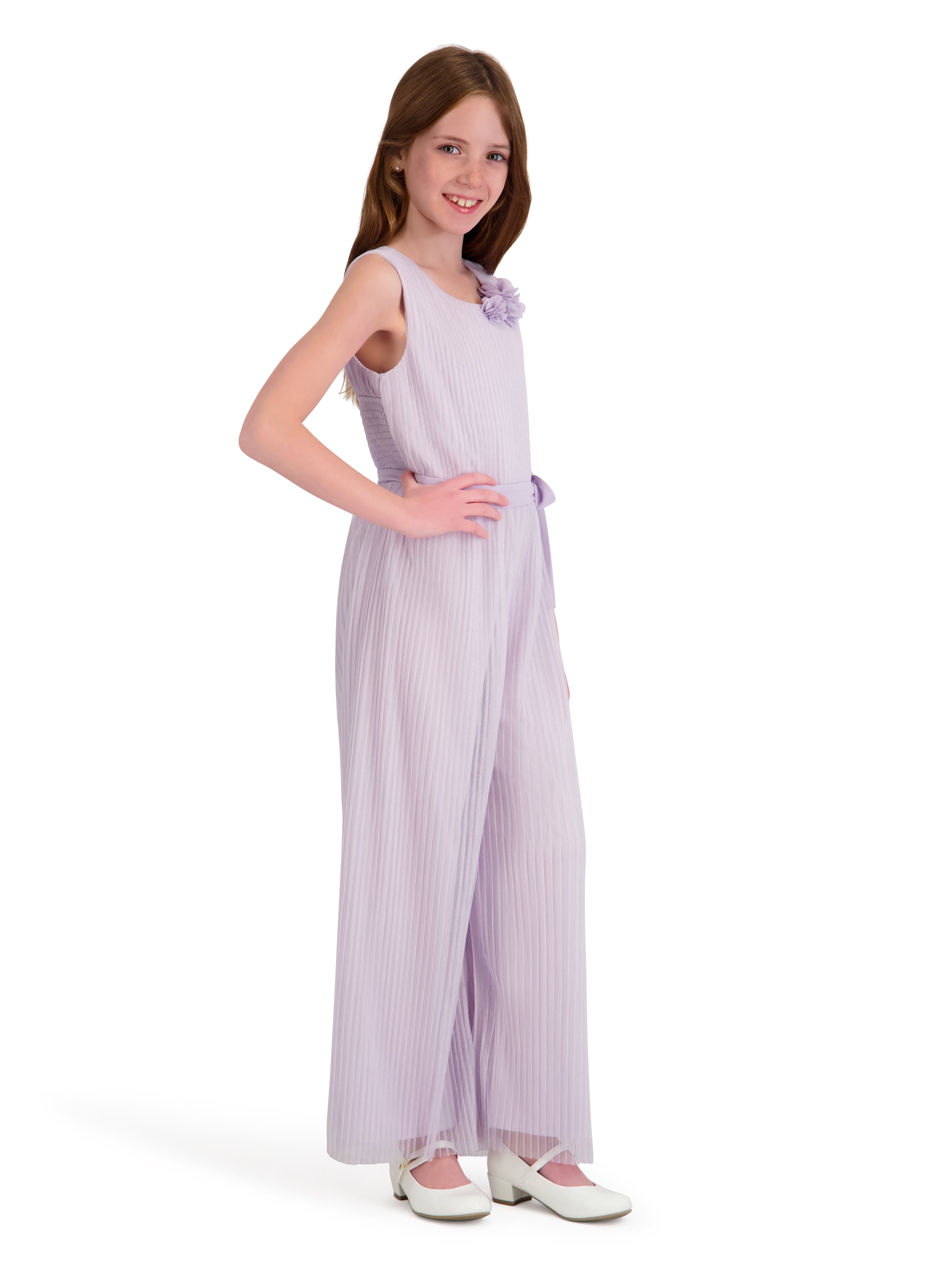 Kensie Girl Sleeveless Pleated Lurex Mesh Jumpsuit, Sizes 4-16