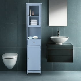 Ikayaa Modern Tower Tall Storage Cabinet With Doors Drawer