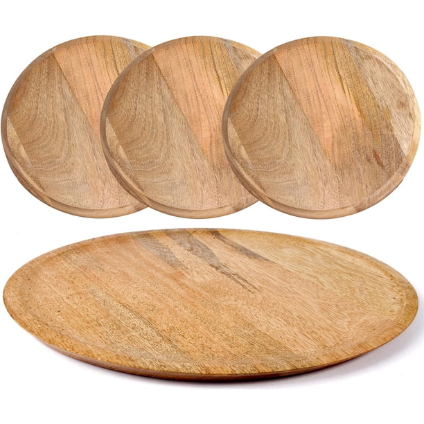 Plato de aperitivo de madera, juegos de platos de aperitivo de madera, cargadores de madera para platos de cena, manteles individuales de madera, cargadores para platos de cena, plato de aperitivo de