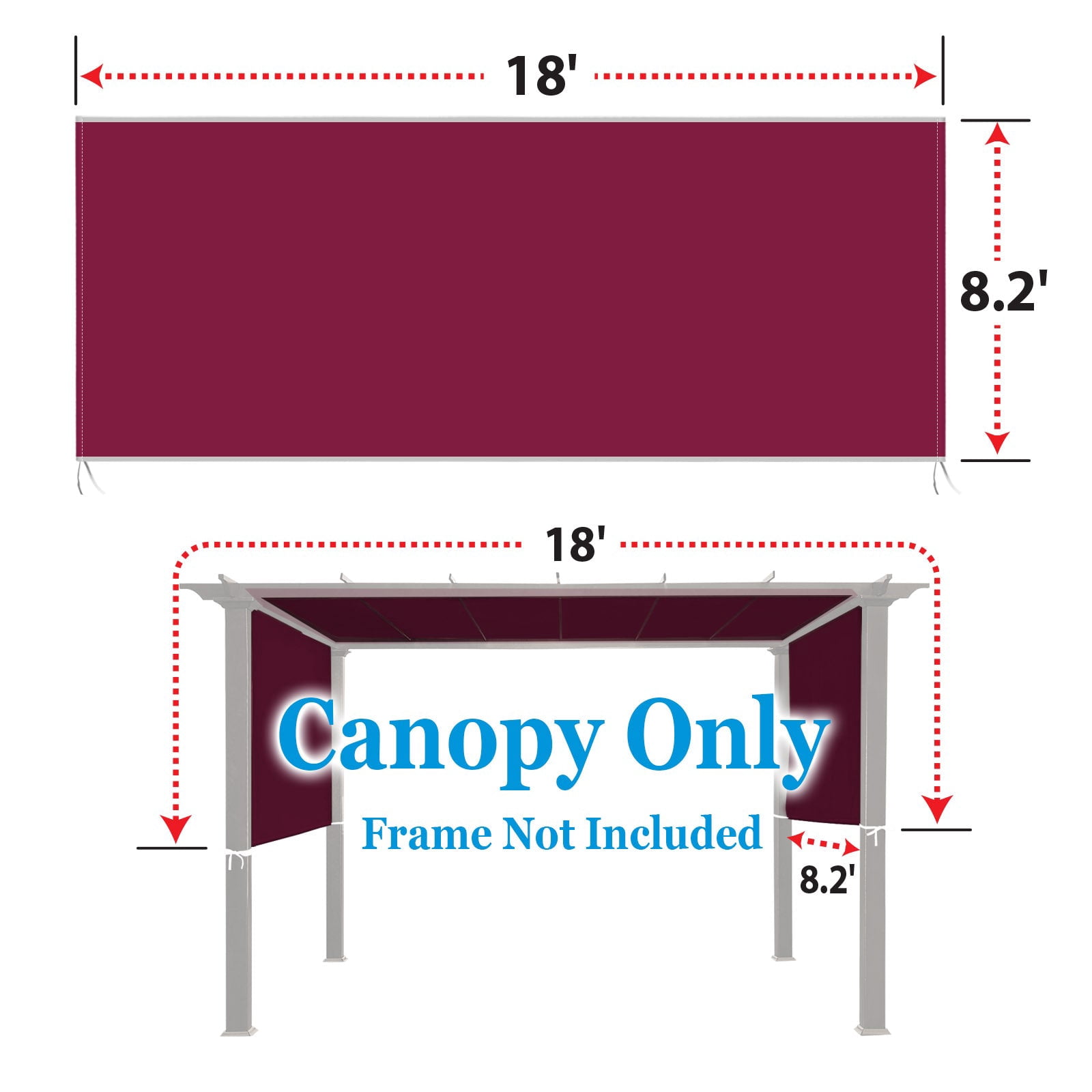 SOLAXO 18'L x 8.2' W Pergola Replacement Canopy Universal Pergola Canopy Replacement Top Cover for Pergola Structure, Frame NOT included (Purple)