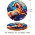 thumbnail image 3 of Horse Set of 6 Round Microfiber Leather Coasters, 11x11 cm/4.3x4.3 in, Stylish Drink Coasters for Home and Office, and Easy to Clean, 3 of 6