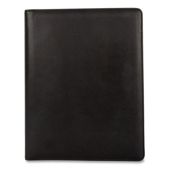 Faux-Leather Padfolio with Solar Calculator, Black