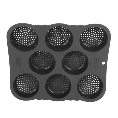 Xirurus 8-Cavity Silicone Hamburger Bun Mold Non-Stick Baking Pan Heat Resistant Kitchen Bread Maker Bakery Tray 11.7 inches / 29.7 cm Long for Baking Enthusiasts