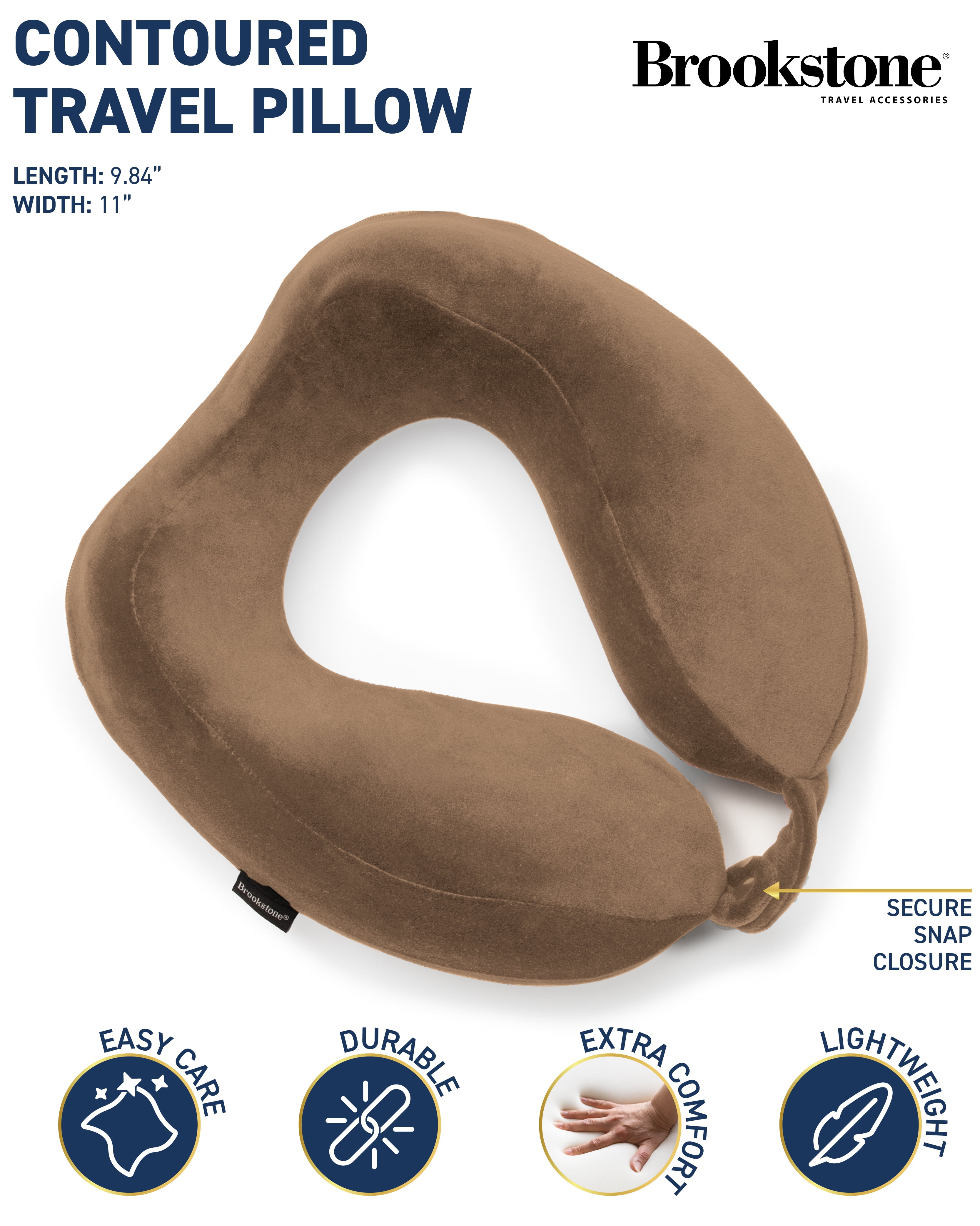 Brookstone Travel Neck Pillow  Contoured Head Memory Foam Neck Support Pillow for Travelling  (图2)