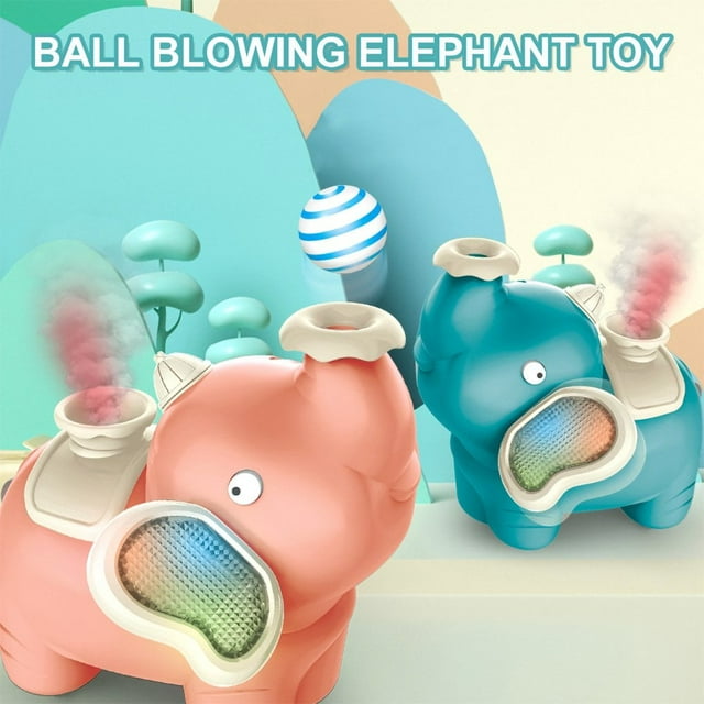 YOPTOP Elephant Blowing Ball Toy with 2 Gear Speed Elephant Floating Ball Toy Battery Operated Musical Light Blowing Ball Toy Elephant Humidifier Toy for Toddlers,pink