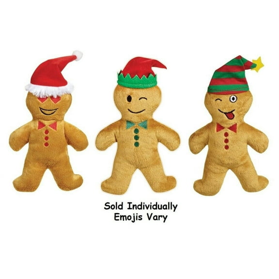 1pc Gingerbread Man Cookie Dog Toy Holiday Soft Clove Scented Assorted Emojis 7"