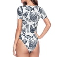 thumbnail image 4 of Haiem Chicken And Fish Women's Crew Neck Short Sleeve Bodysuit Tops Stretchy Slim Basic-X-Large, 4 of 9