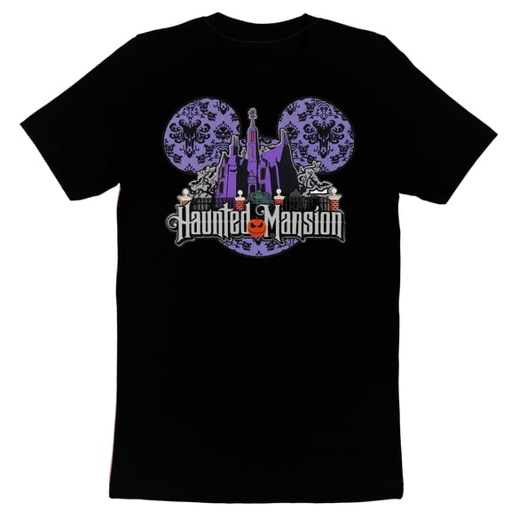 Haunted Mansion Logo Shirt Adult Unisex T-Shirt Disney Ghostly Haunted House (Black, 3X Large)