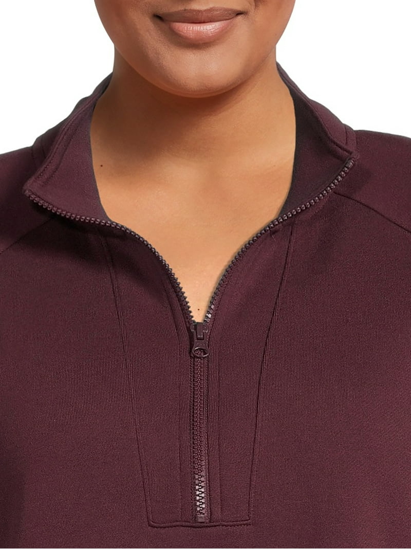 Terra & Sky Women's Plus Size Quarter-Zip Sweatshirt