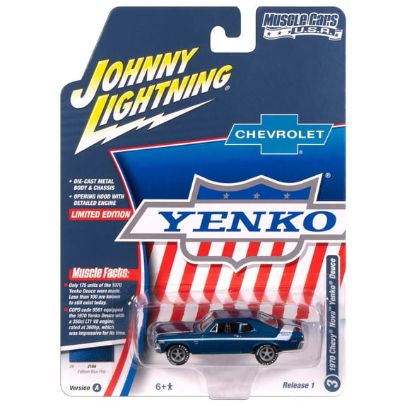 Johnny Lightning Jlmc034 Muscle Car Ver A 1970 Chevy Nova Yenko Deuce Blue