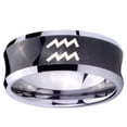 thumbnail image 2 of Tungsten Aquarius Horoscope 8mm Brushed Black Polished Concave Men Ring, 2 of 2