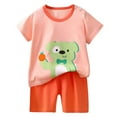 thumbnail image 1 of Ensemble 2 Pcs pour Enfants Garçons Filles Été Imprimé Dessin Animé Manches Courtes Hauts et Shorts, 1 of 4